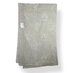 Scalamandre Victorian‎ Lace Curtain Panel Ecru 50x78 Floral Vintage Fabric